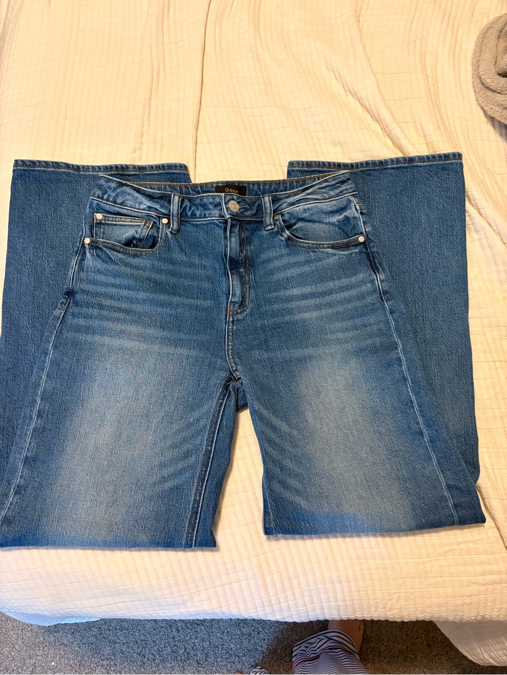 Quince Women's Wide-Leg Blue Denim Jeans